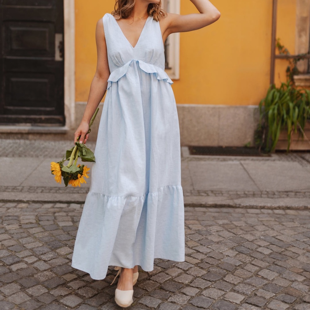 Bump and Milk Sienna Maxi Linen Dress Cream